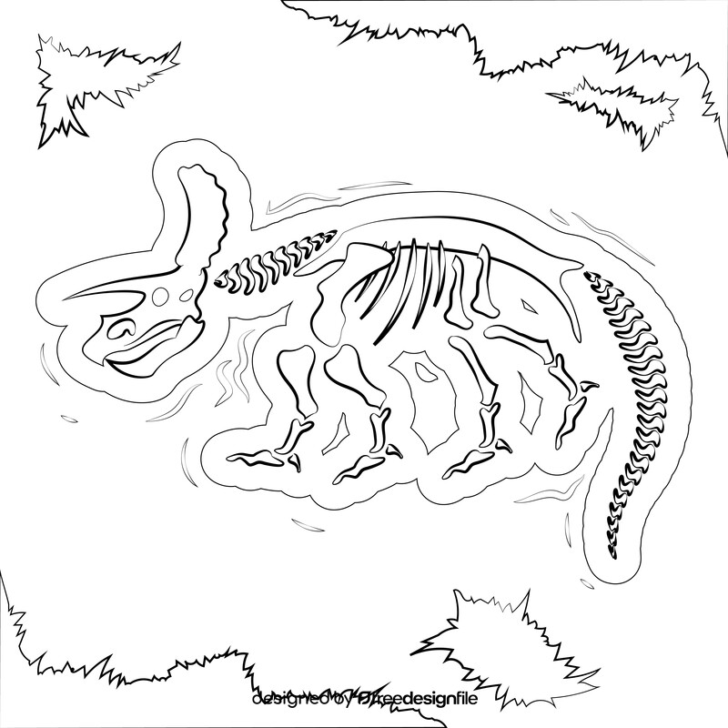 Dinosaur fossil black and white vector