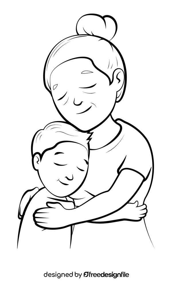 Grandparents day drawing black and white clipart