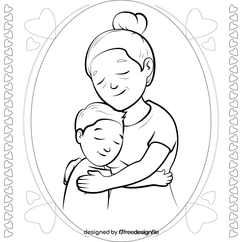 Grandparents day drawing black and white vector