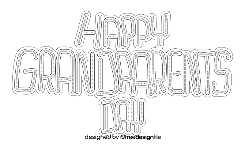 Grandparents day black and white clipart