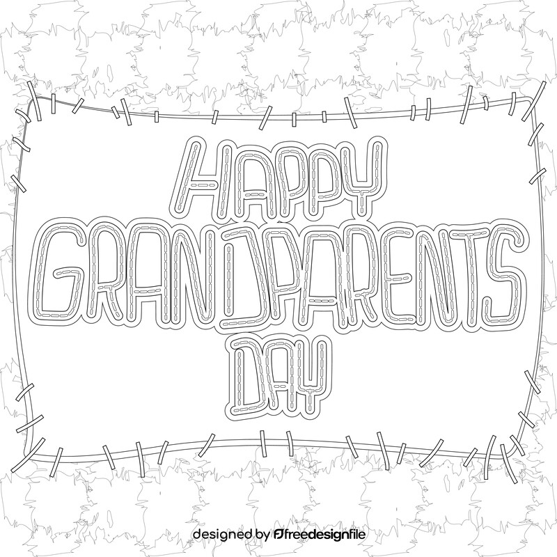 Grandparents day black and white vector