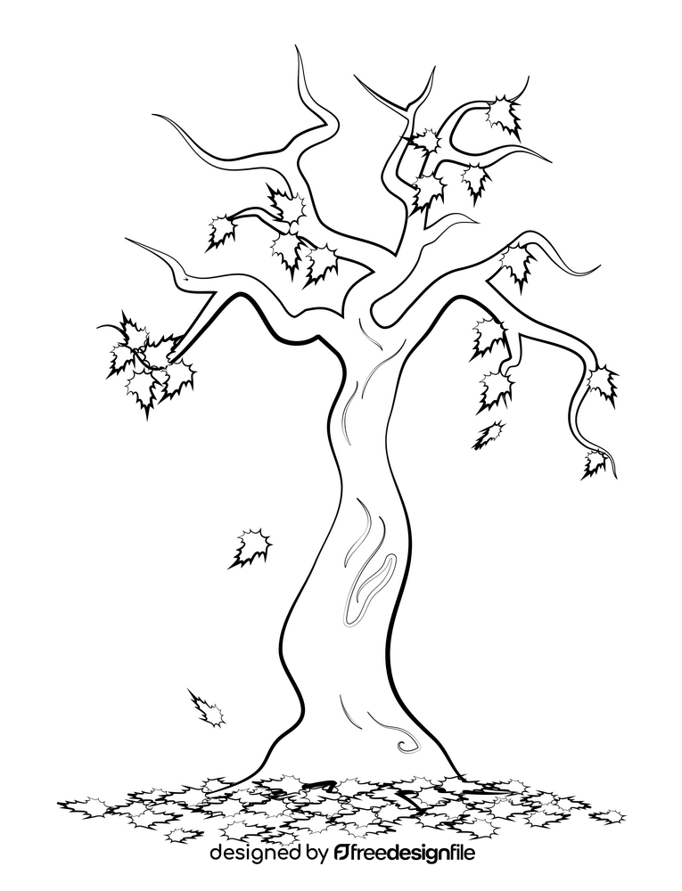 Fall drawing black and white clipart