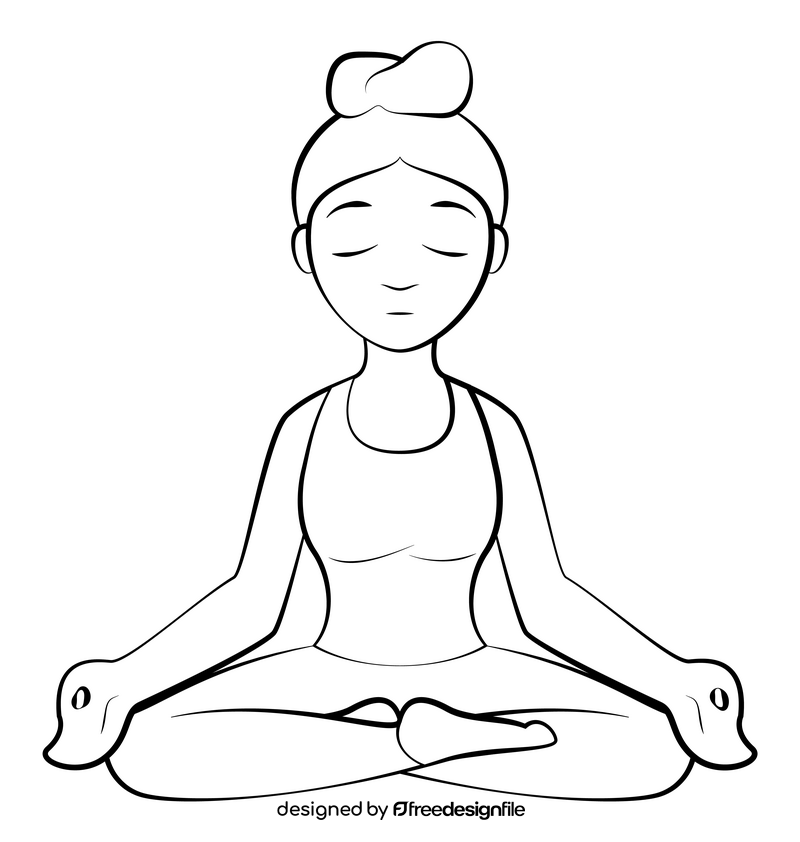 Yoga drawing black and white clipart