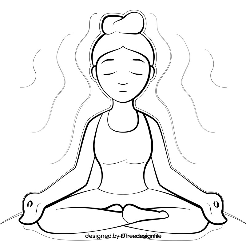 Yoga drawing black and white vector