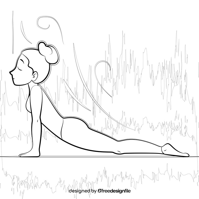 Fittness lady doing yoga black and white vector