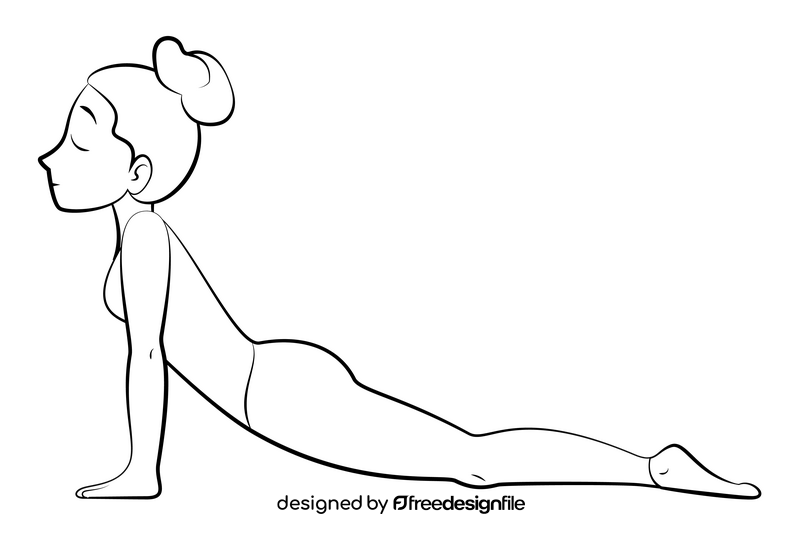 Fittness lady doing yoga drawing black and white clipart