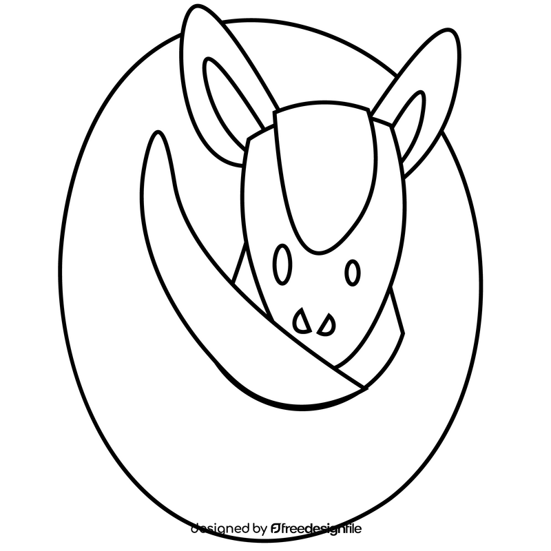 Cartoon armadillo rolled black and white clipart