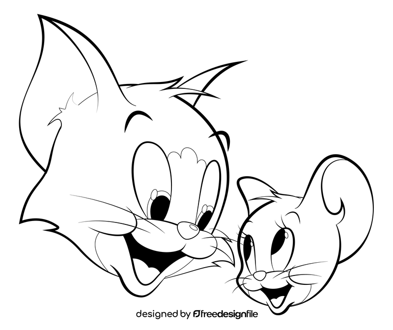 Tom and jerry cartoon drawing black and white clipart