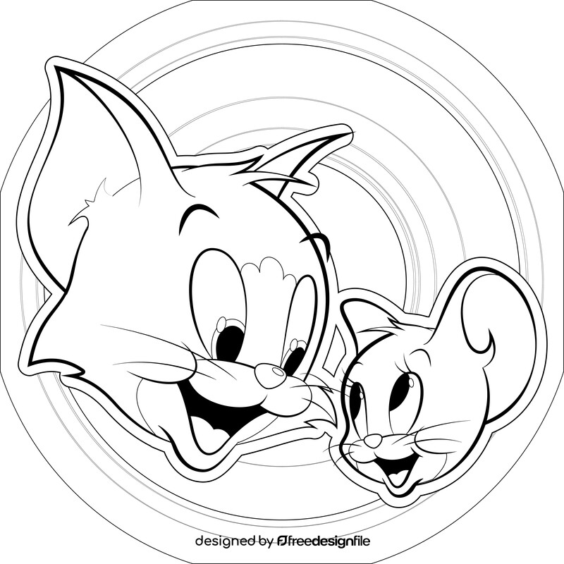 Tom and jerry cartoon drawing black and white vector