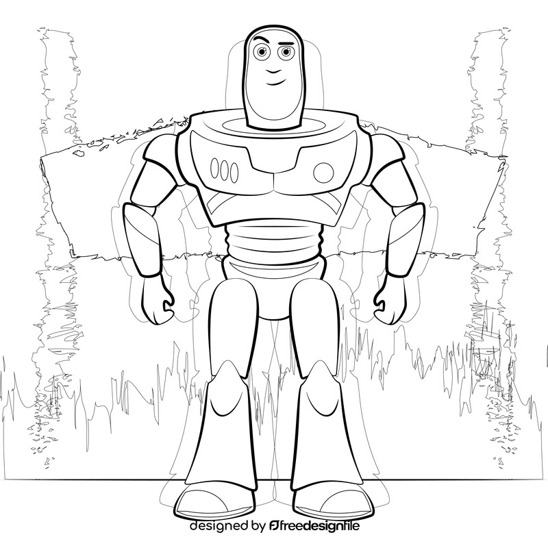 Toy story, buzz drawing black and white vector