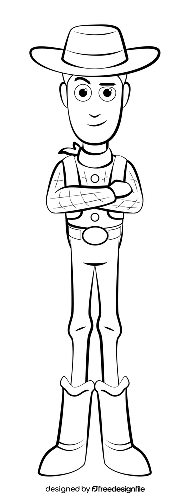 Toy story, woody drawing black and white clipart