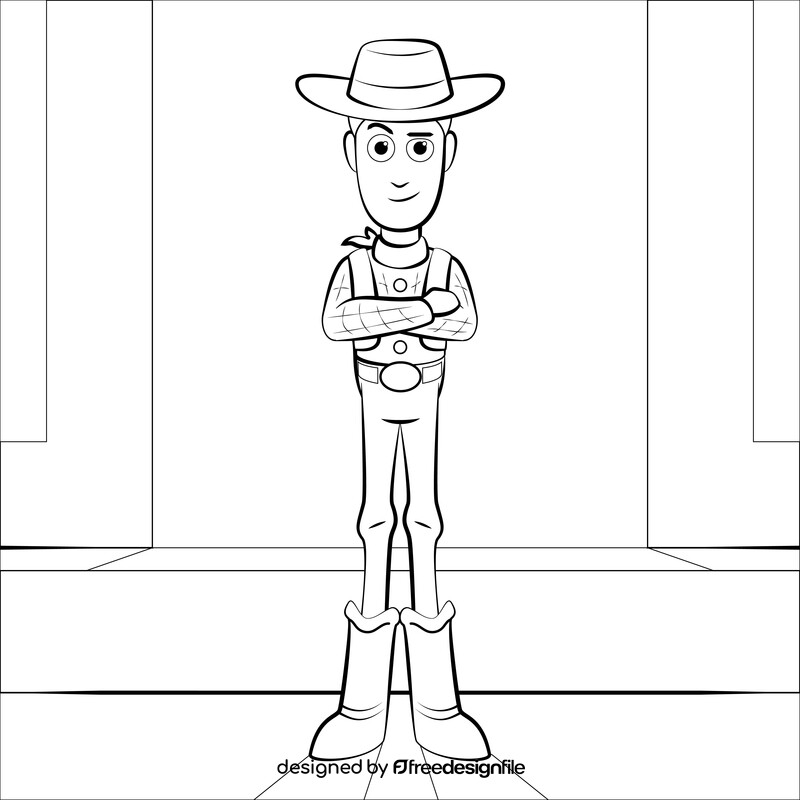 Toy story, woody drawing black and white vector