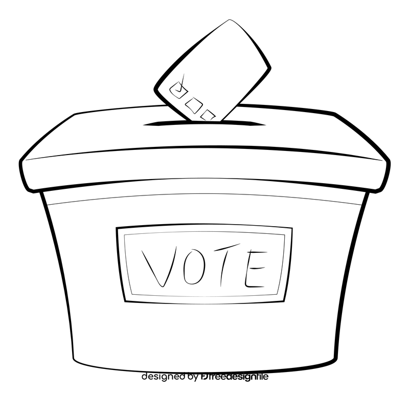 Vote ballot box drawing black and white clipart