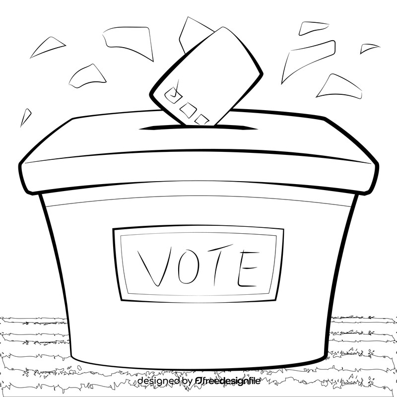 Vote ballot box drawing black and white vector