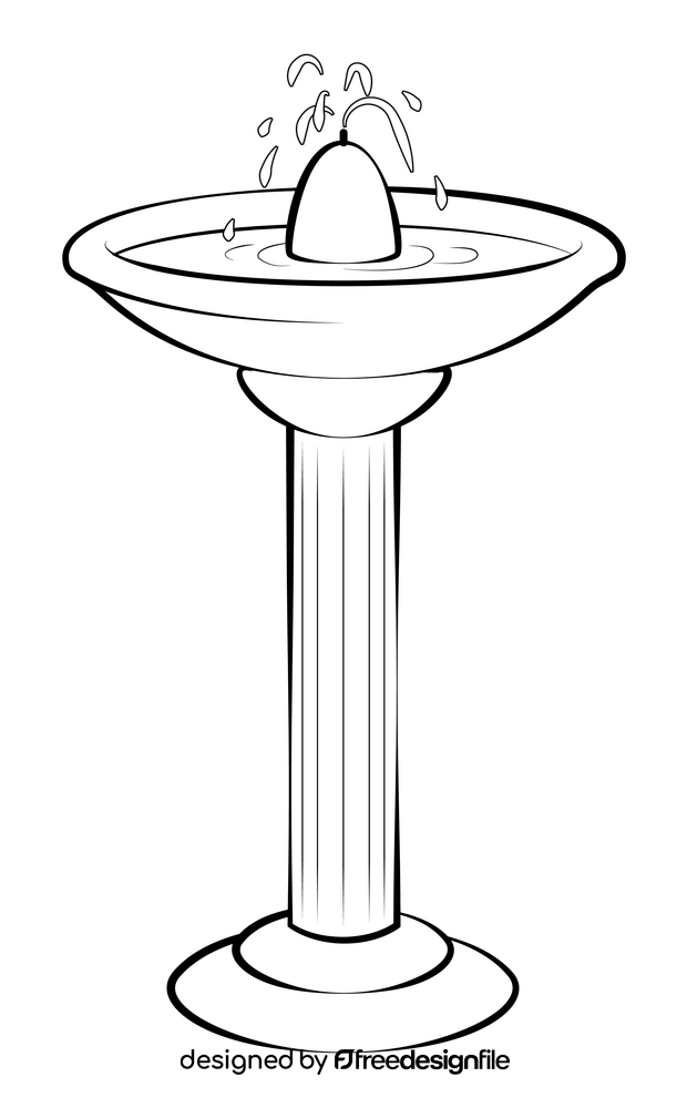 Fountain drawing black and white clipart