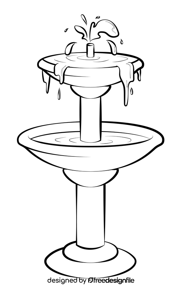 Fountain drawing black and white clipart