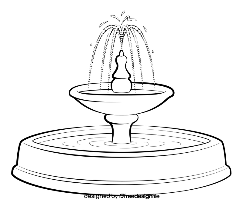 Fountain black and white clipart