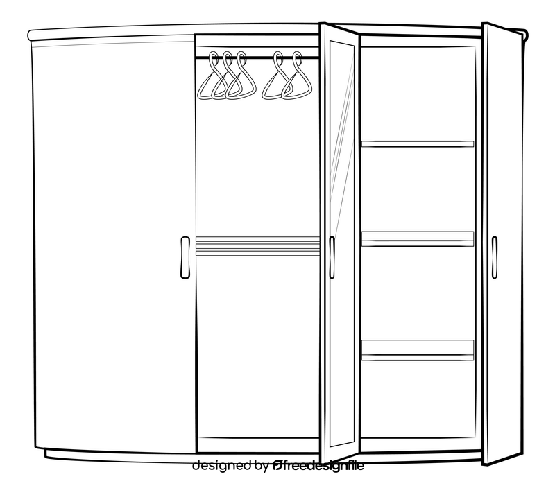 Wardrobe drawing black and white clipart