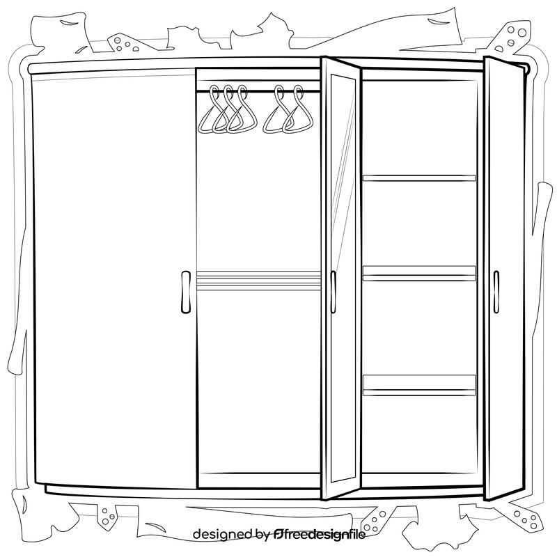 Wardrobe drawing outline black and white vector