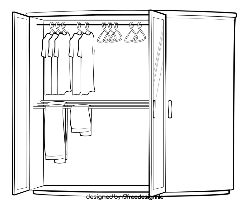 Wardrobe black and white clipart