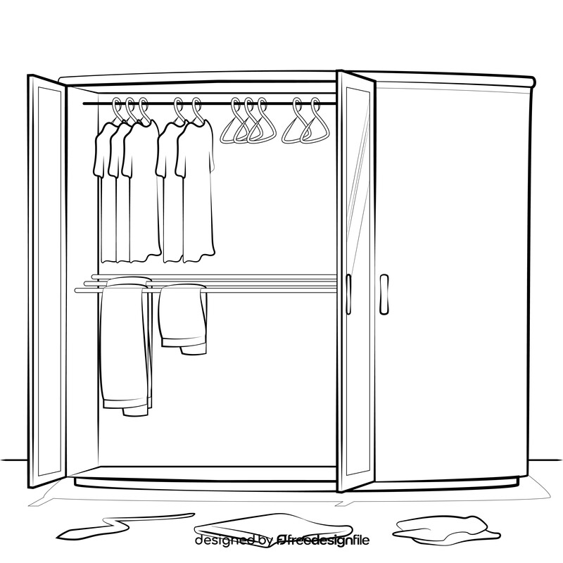 Wardrobe black and white vector