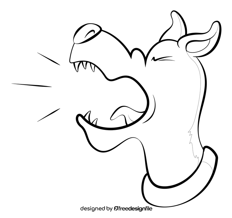 Dog barking drawing black and white clipart