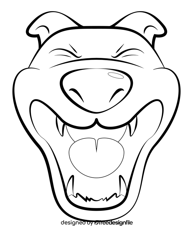 Dog barking black and white clipart