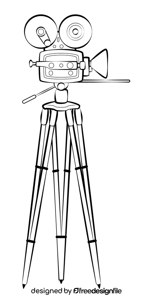 Film camera drawing black and white clipart