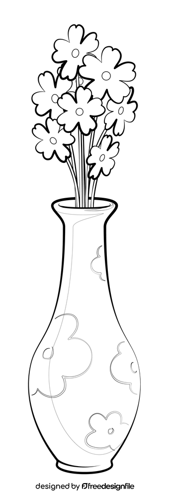 Flower vase black and white clipart