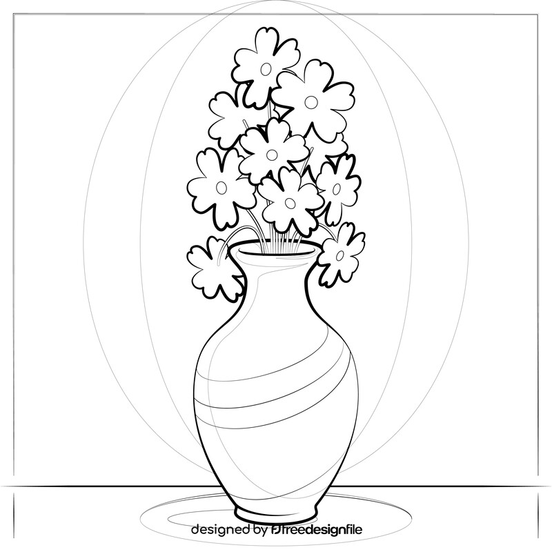 Flower vase drawing black and white vector