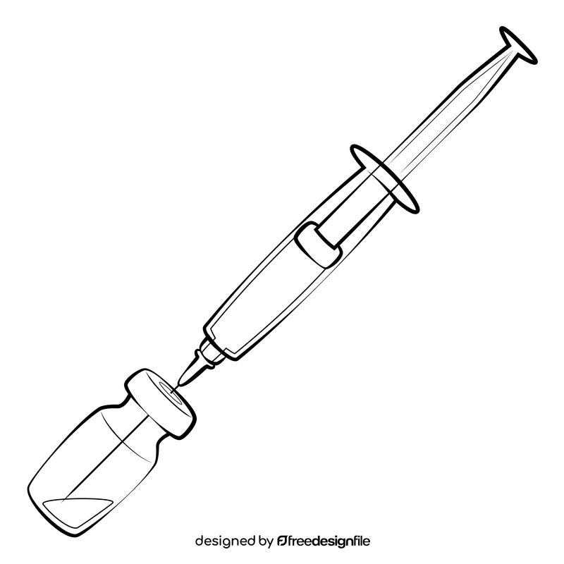 Flu shot drawing black and white clipart