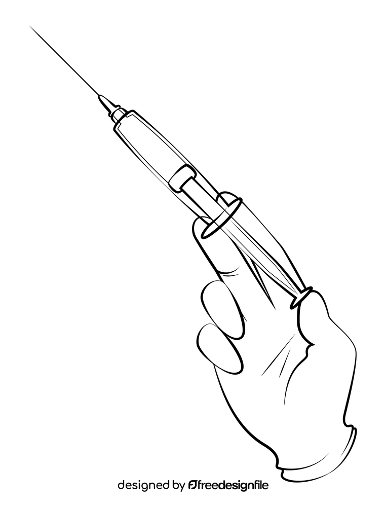 Flu shot drawing black and white clipart