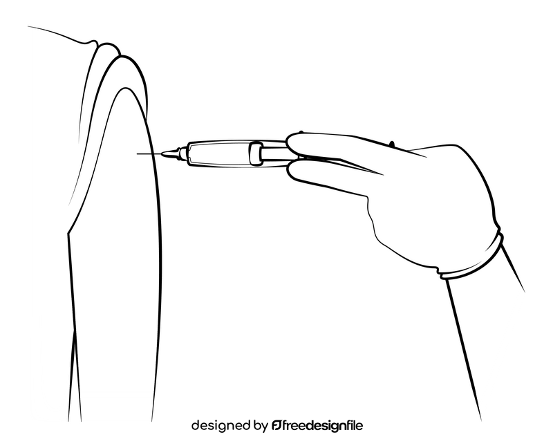 Flu shot black and white clipart