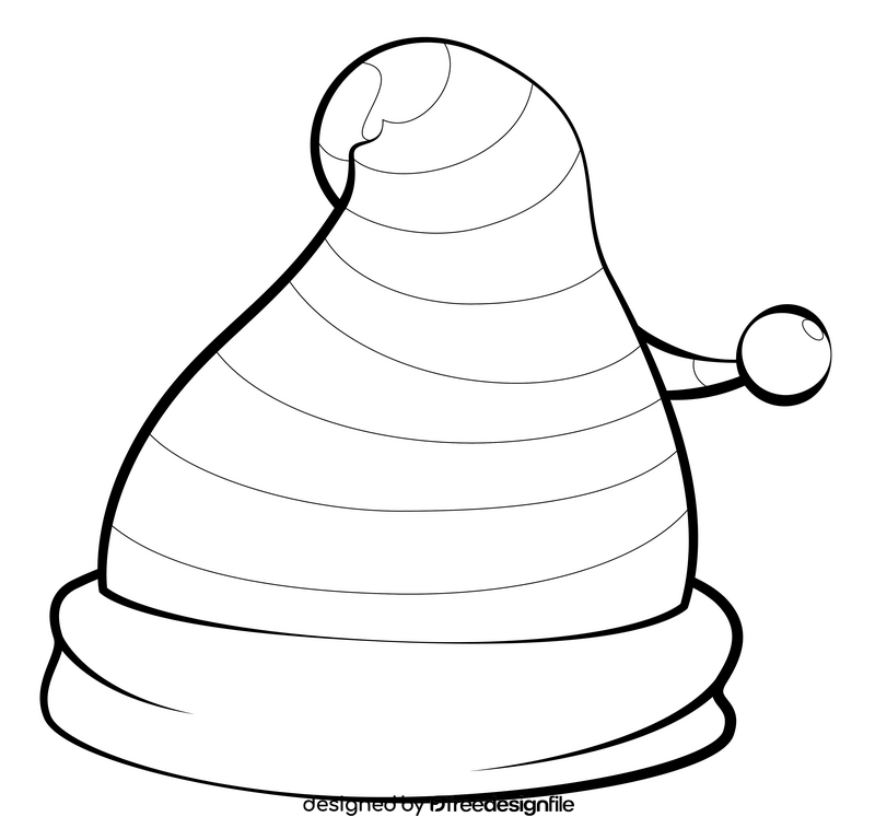 Elf hat drawing black and white clipart