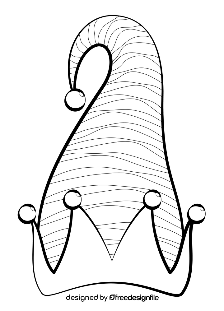 Elf hat drawing black and white clipart