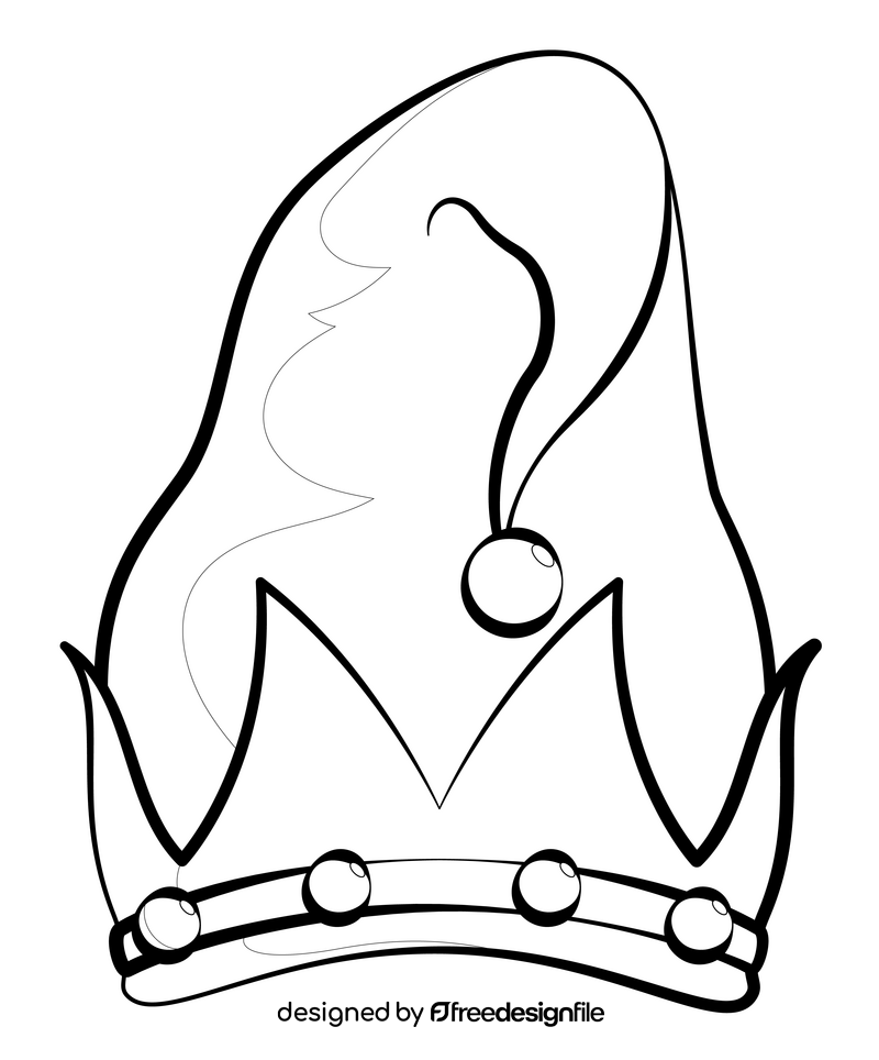 Elf hat black and white clipart