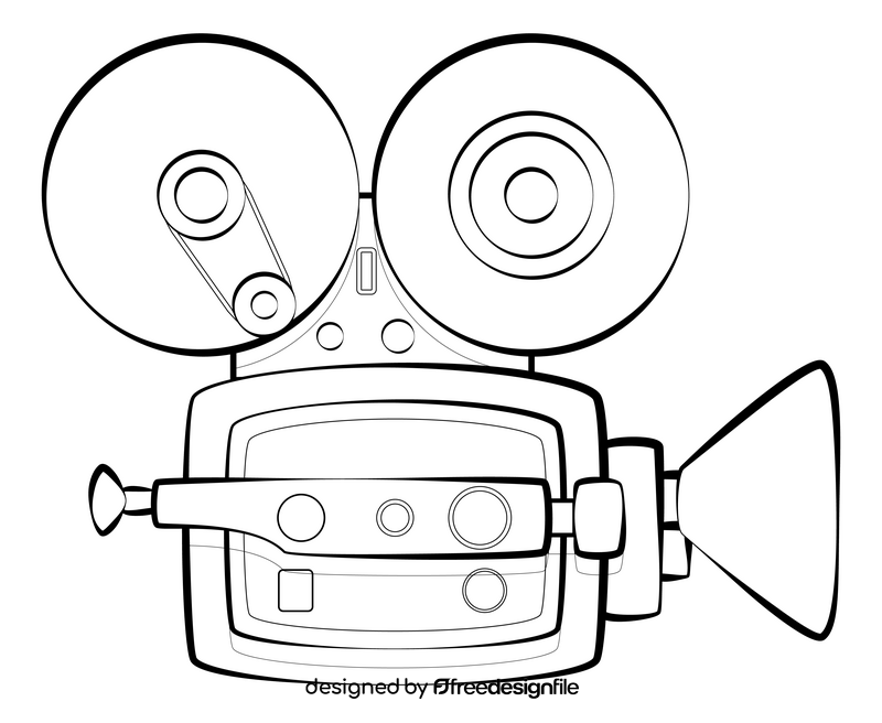 Film camera drawing black and white clipart