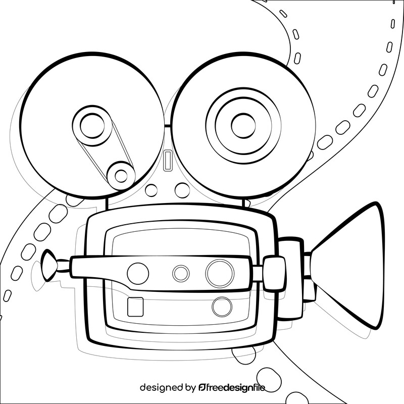 Film camera drawing black and white vector