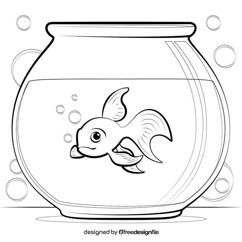 Fish bowl drawing black and white vector