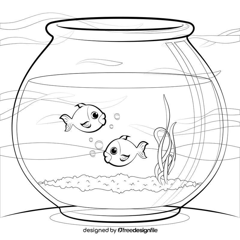 Fish bowl drawing black and white vector