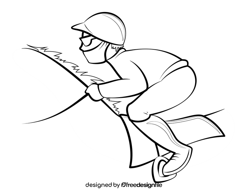 Horse Racing Jockey drawing black and white clipart