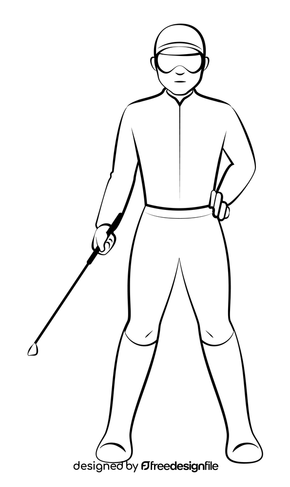 Jockey drawing black and white clipart