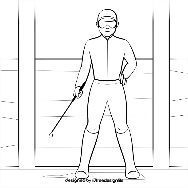 Jockey drawing black and white vector