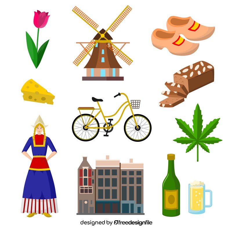 Netherlands traditional symbols vector