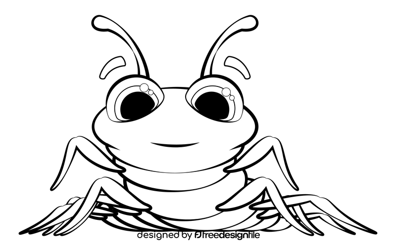 Centipede black and white clipart