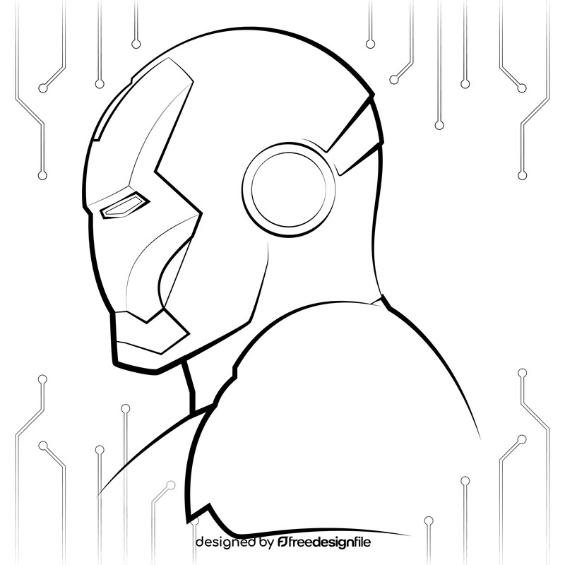 Iron man drawing black and white vector