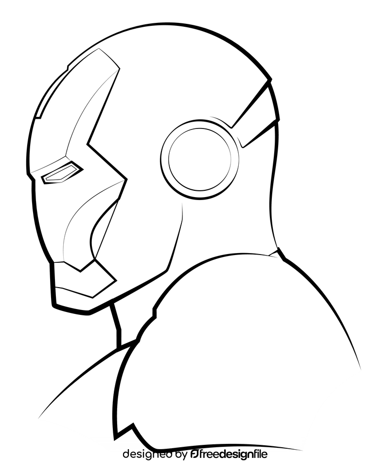 Iron man drawing outline black and white clipart