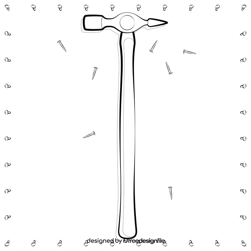 Pin hammer drawing black and white vector