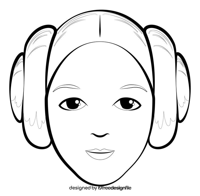 Princess leia drawing black and white clipart