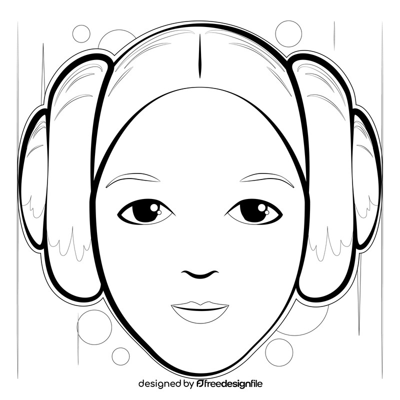 Princess leia drawing outline black and white vector